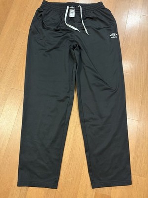 Umbro Mens Black Track Pants L Regular Drawstring Polyester Zip Ankle Bloke Core