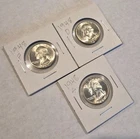 3) 1948 P/D/S Washington Silver Quarter Lot. Sharp And Flashy Brilliant Unc.