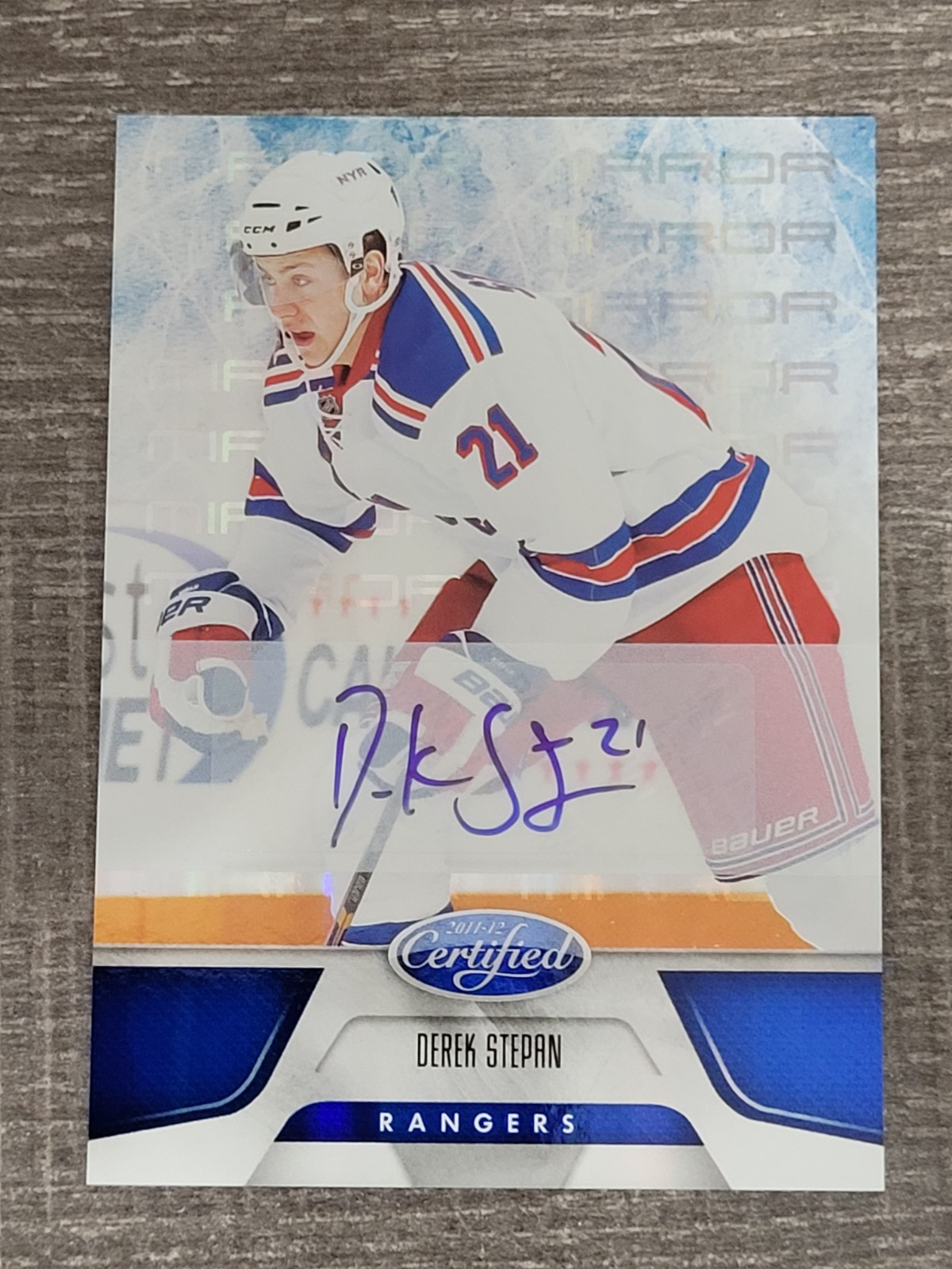 2011-12 Certified Mirror Blue Autograph Derek Stepan #150 New York Rangers /99