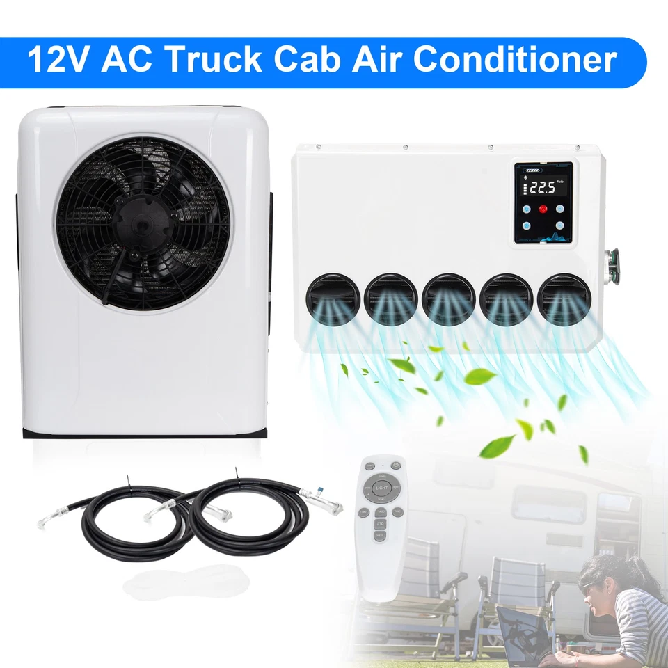 Aire acondicionado cabina camión 12V 12000 BTU aire acondicionado dividido para semirremolques autobús caravana nuevo Foto 3 de 4