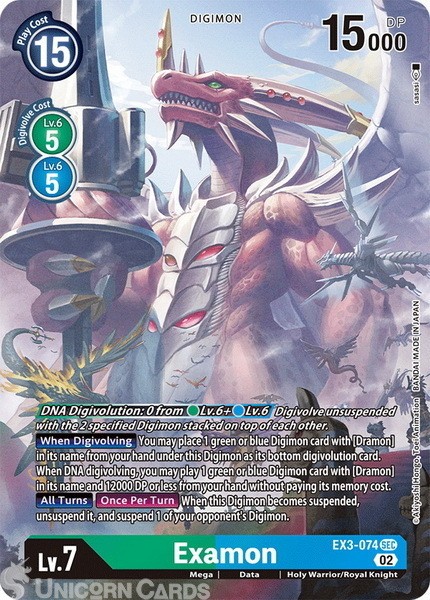 EX3-074 Examon Secret Rare Alternative Art Mint Digimon Card