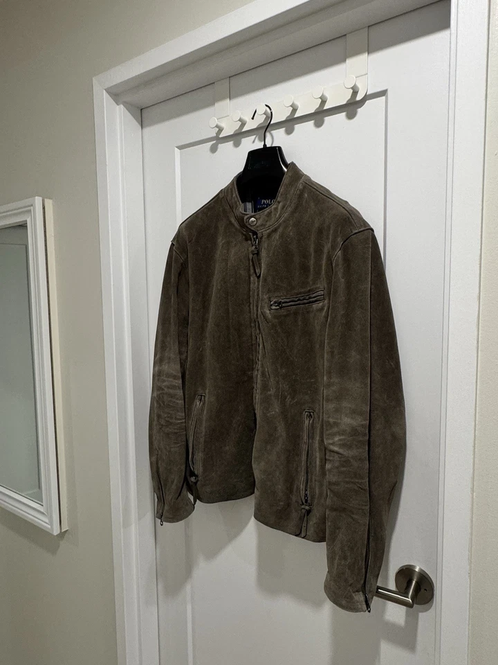 Vintage Men's Suede Cafe Racer Jacket by Ralph Lauren - Grey - Image 4 of 4