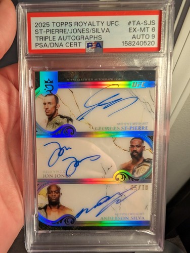 2025 Topps Royalty UFC GSP / Jon Jones / Anderson Silva Triple Auto /10 