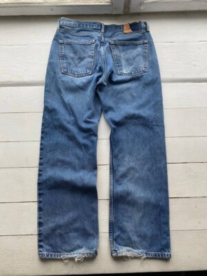 00s Levis True Distressed Ripped Denim Blue Mens Jeans 34 Size y2k
