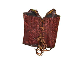 Brown Steampunk Corset Top Women's Size Large NEW Lace Back Zipper Front