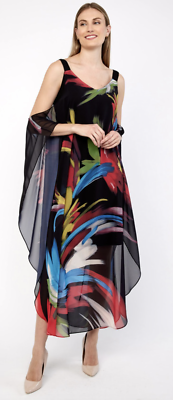 Frank Lyman Montreal 236660U Black/Multi Printed Maxi Dress | eBay