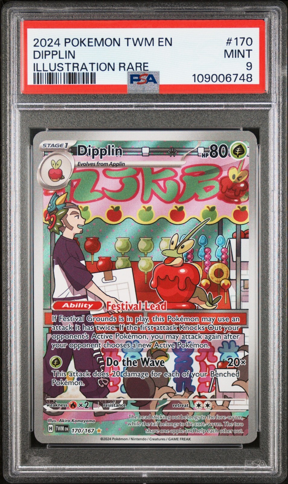PSA - 9 Dipplin 170/167 Pokemon Sv06: Twilight Masquerade Holo