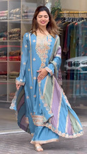 Indian women Plazzo Bollywood Designer Party Dress Salwar Kameez Pakistani Suit