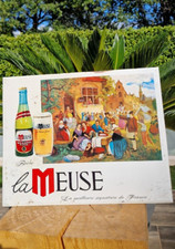 Plaque tôle metal LA MEUSE  PUR VINTAGE biere publicitaire ancien  BAR