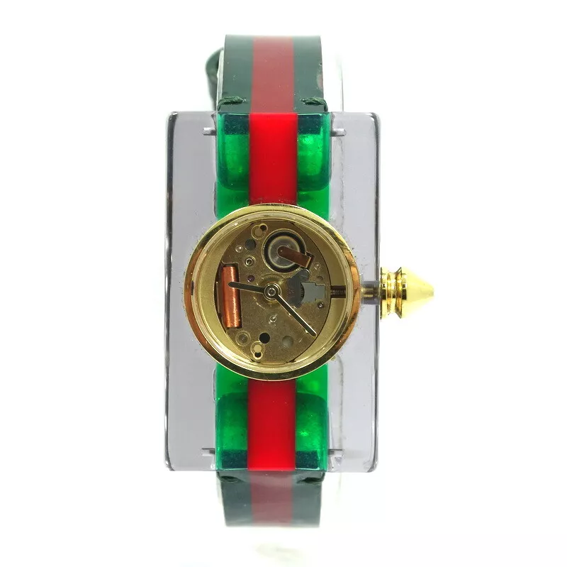 Ladies GUCCI Vintage WEB 143.5 Skeleton Dial ACRYLIC Case Swiss Quartz Watch