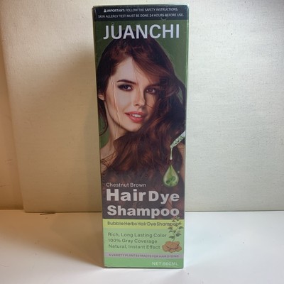 JUANCHI Hair Dye Shampoo Chestnut Brown Natural Herbs Hair Dye 12/26