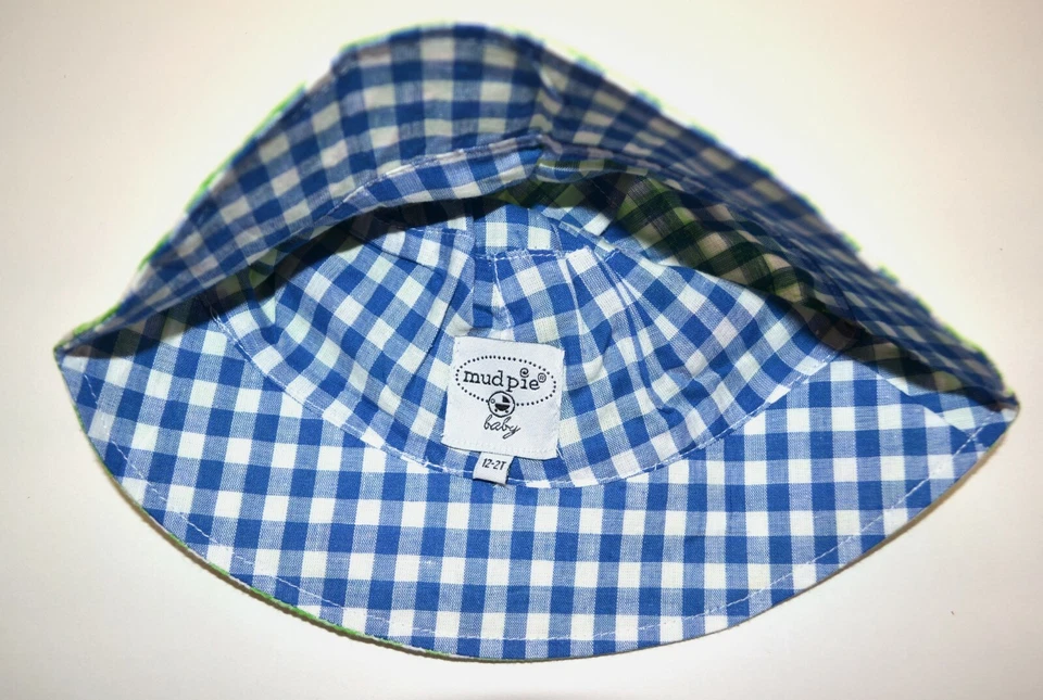 Baby Sun Hat - All Boy - Trucks and Cars Cotton Gingham, 12MO-2T - Image 2 of 2