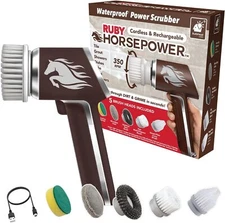 Ruby Horsepower Rechargeable Rotating Scrubber Waterproof Power Scrubber, Spins