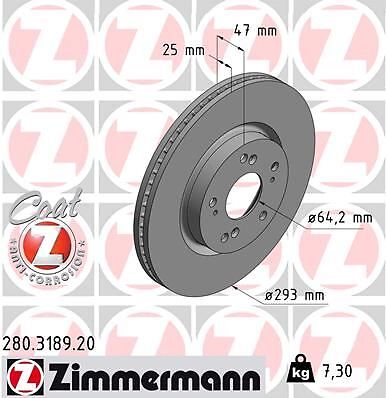 2X Zimmermann 280.3189.20 Bremsscheibe FüR Honda-image