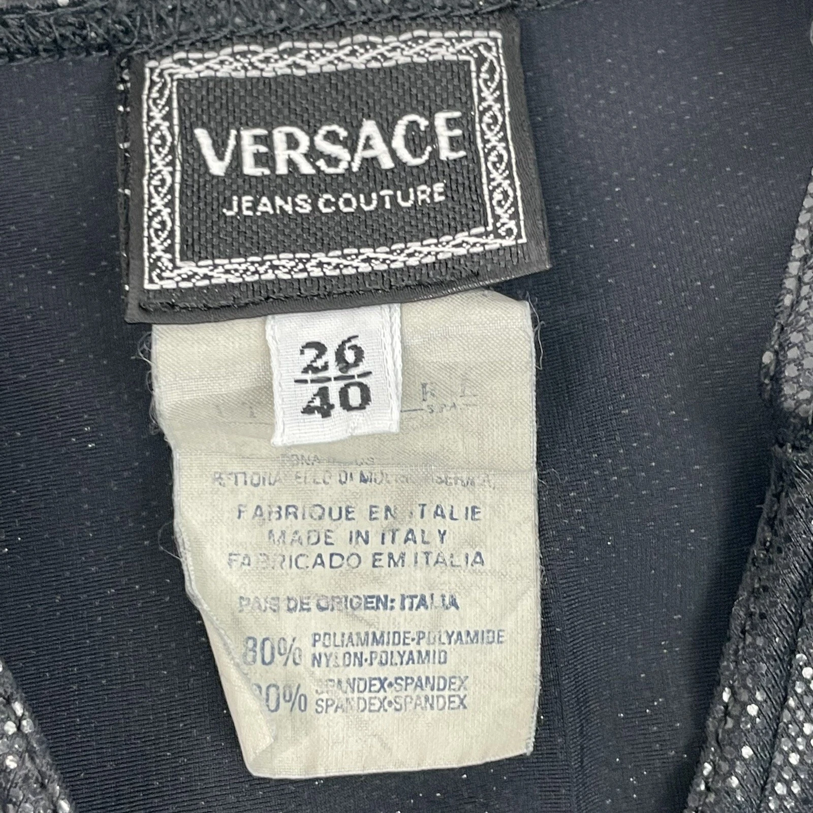 Abito vintage Versace Jeans Couture slim nero con brillantini donna XS