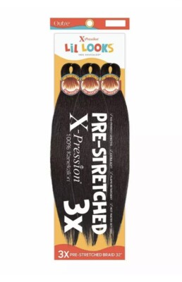 New 2 Pack (6 total) Outre X-Pression Lil Looks 3X Pre-Stretched Braids 32'' 1B