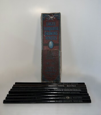 Antique Eagle Pencil Box No. 375 Assorted Pencils Eberhard Faber Dixons Wallace