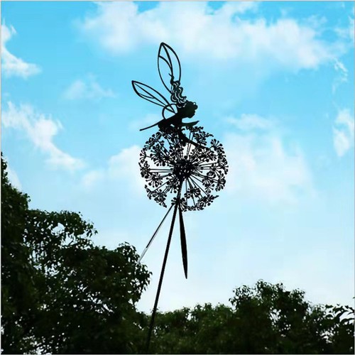 Flower Fairy Dancing with Dandelion Garden Art Stainless Steel Statue Ornaments - Picture 23 of 34