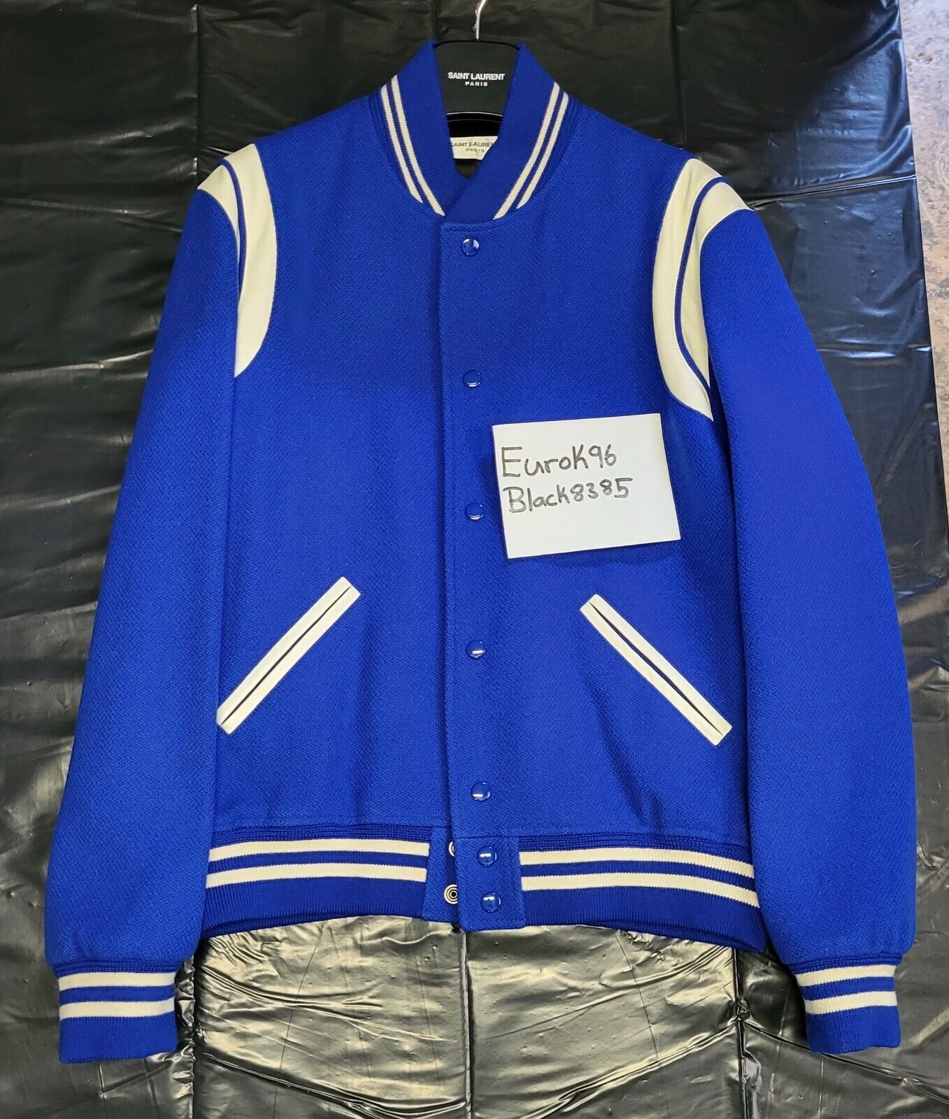 Saint Laurent blue Teddy Varsity Jacket