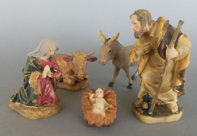 Krippen Figuren 5-teilig Set, Heilige Familie Ochs Esel; Josef 11 cm Krippenset