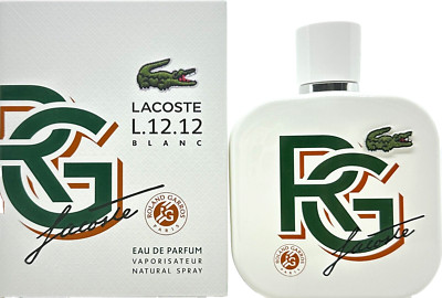 LACOSTE BLANC L.12.12 ROLAND GARROS EAU DE PARFUM SPRAY FOR MEN 3.3 Oz / 100 ml