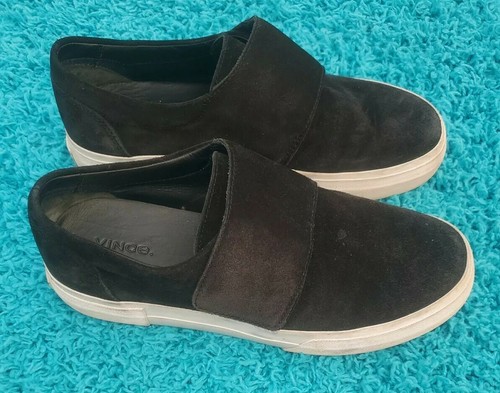 Vince Women's Size 8.5 Ward Suede Slip-On Platform Sneaker Shoe Black White - Picture 11 of 11