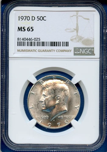 1970 D NGC MS65 Kennedy Half Dollar 50c Silver US Mint Key Date Coin 1970-D