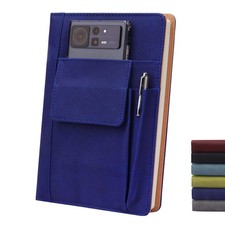 Refillable Lined Leather Journal Notebook, A5 Size Hardcover navy blue