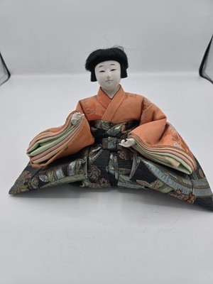 Vintage Japanese Hina Doll   Male Court Attendant / Musician   Silk Kimono