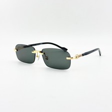 Gucci GG1221S 001 Rimless Gold Black Gray Lens Sunglasses 56mm Men's