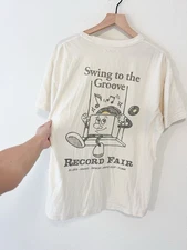 Abercrombie & Fitch Record Fair Graphic Tee Cream Size L Vintage Style Soft