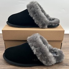 New UGG Black/Grey Scuffette II Suede Slippers Woolen Shoes