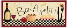 Stupell Home Décor Bon Appetit Kitchen Wall Plaque, 7 x 0.5 7x17, Plaque 