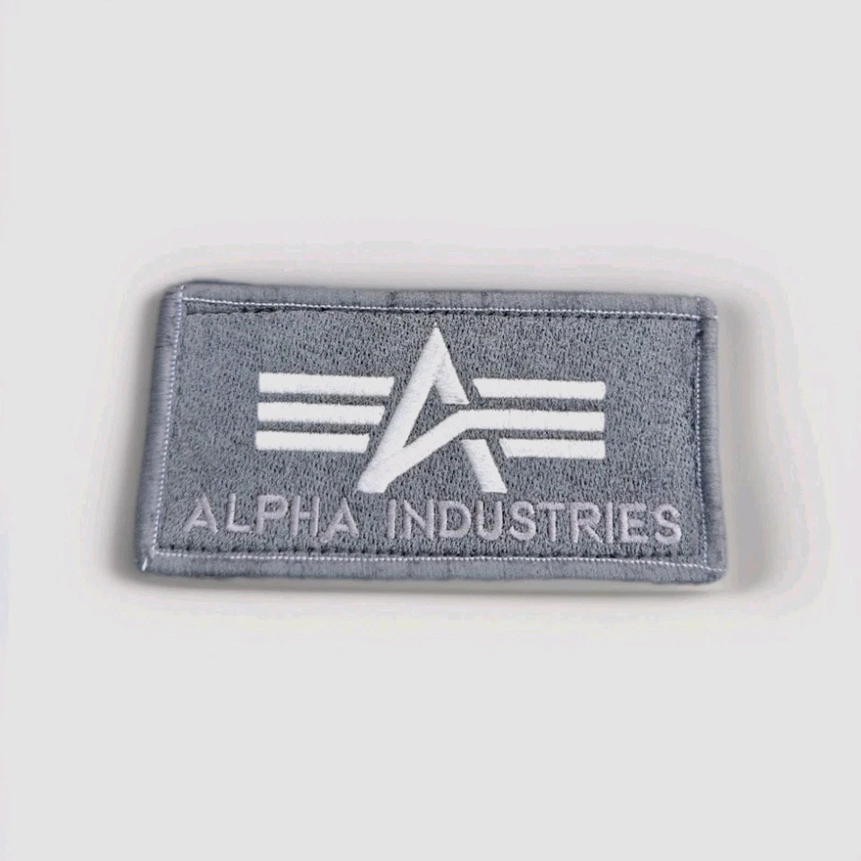 Original ALPHA INDUSTRIES Klett Patch Abzeichen Bomber Jacke 10x5 Grau TOP  - Bild 1 von 1