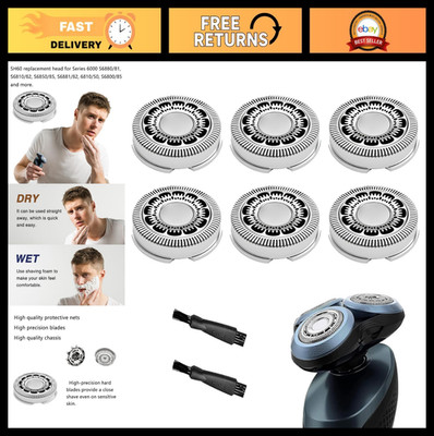 Replacement Shaver Heads Compatible with Philips Norelco 6000 Series - 6 Pack Bl