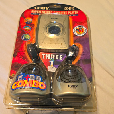 Coby CX-4912 AM/FM Radio Cassette Player Auto Stop Headphone Jack Silver/Black