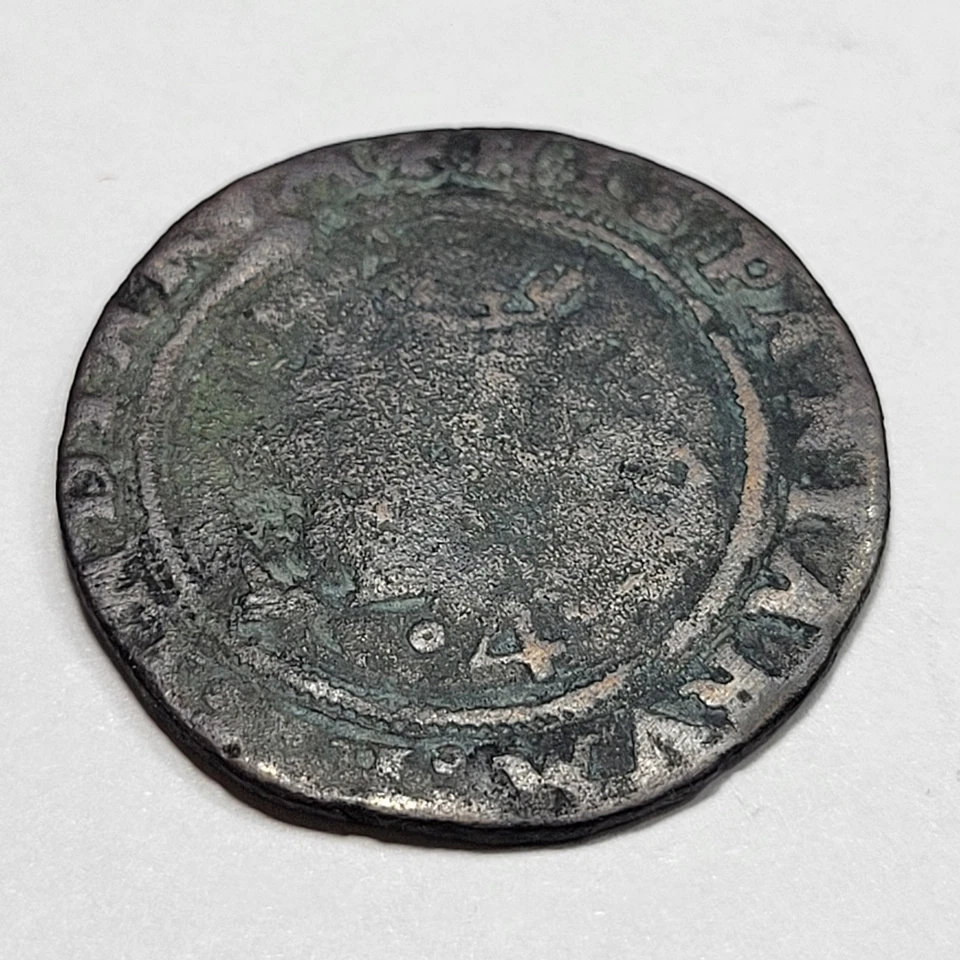 1540-1543 Mexico Bronze 4 Maravedis Carlos & Joanna Incredibly Rare Issue *K422 - Image 3 of 3