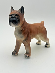 Vintage Ceramic Boxer Dog Figurine Matte Finish Mid Century