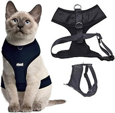 Dexil Luxury Cat Harness Padded and Water Resistant (Black S-M)