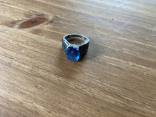 Sterling Silver SQUARE Cut Blue .925 Ring Size 6.5 MARKED SVS