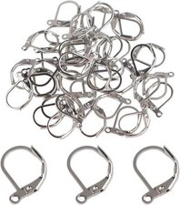 50 Pcs Leverback Earring Hooks Lever Back Earrings for Jewelry Silver