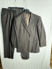 JOS A BANK 42R Relaxed Dark Brown Birdseye Check 2-Piece SUIT 36x31 100 Wool
