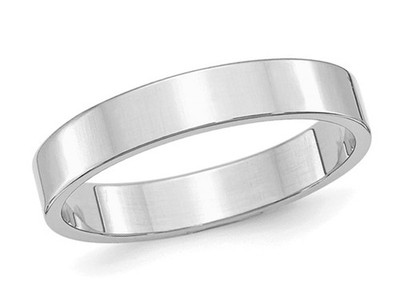 Ladies or Mens 4mm Flat Wedding Band Ring in Sterling Silver