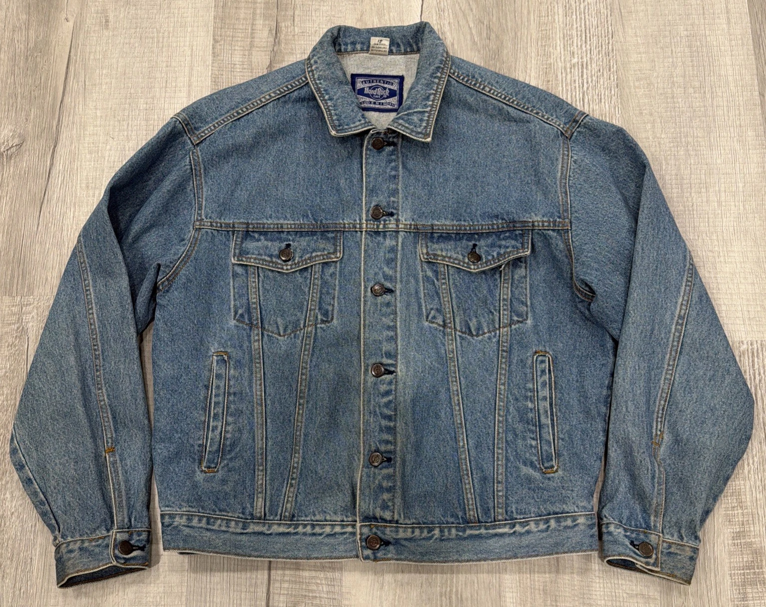 Vtg Hard Rock Cafe Jacket Mens L Denim Chicago Embroidered 90s Save The Planet - product detail image 5