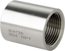 Quickun 304 Stainless Steel Pipe Coupling 3/4" Female x 1.4" Length, Black