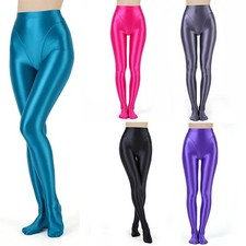 Women Elastic High Waist Tight Shiny Oil Glossy Pantyhose Yoga Dance Stockings