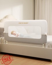 ONEYA BABY Bed Rail Guard 48" Swing Down White/Grey