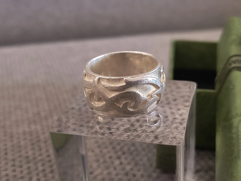 Anello uomo argento 925 massiccio 20g tribale Ø19,8mm IT22 US10 Biker - Immagine 4 di 4