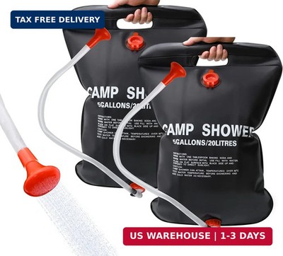 DkOvn Solar Shower Bag, 5 Gallons/20L Camping Shower Bag, Portable Shower Bag wi