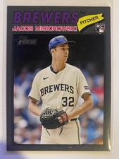 2026 Topps Heritage #144 JACOB MISIOROWSKI RC Rookie Dark Gray Parallel Brewers